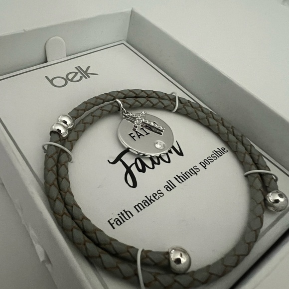 belk Jewelry - Gray Braided Bracelet with Cross Charm